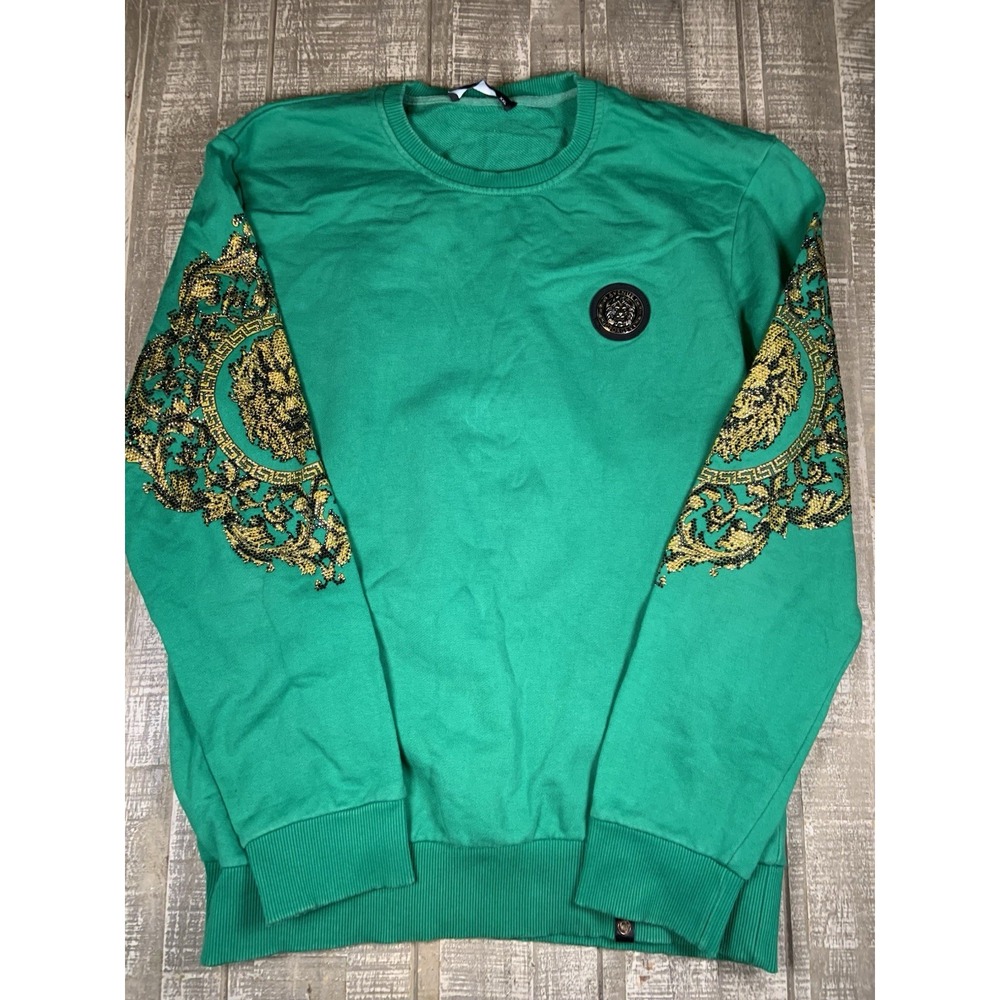 Avenue George V Paris Men's Green Sweatshirt Sweater Crewneck Rhinestone XXL